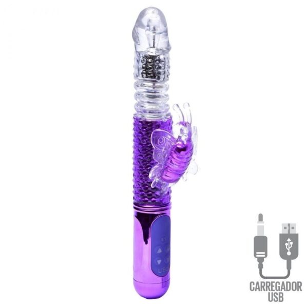 Vibrador Rabbit Rotativo Sobe Desce Metalizado - Image 5