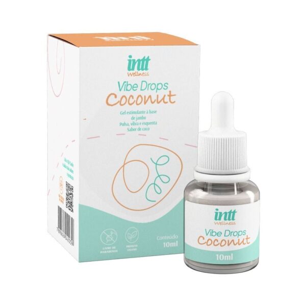 Gel Estimulante Vibra Pulsa e Esquenta Vibe Drops Coconut 10ml Intt