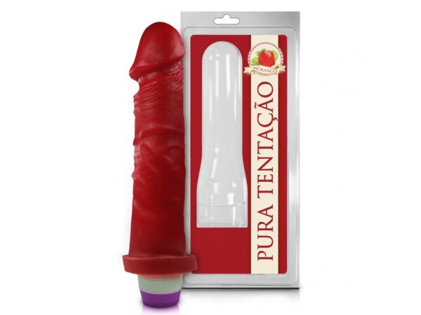 Prótese Frutada 18 x 4,4 cm Morango com Vibrador Sexy Fantasy