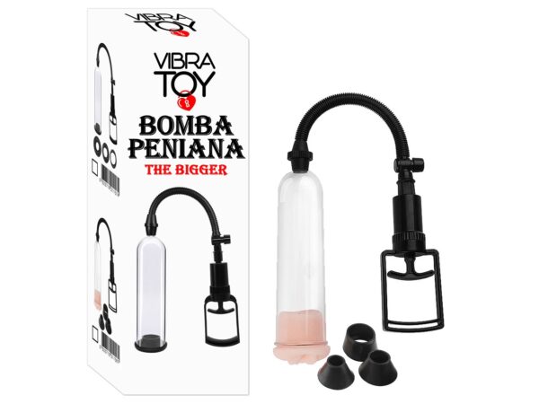 Bomba Peniana The Bigger com Seringa, 3 Anéis P/M/G e Vagina em Cyber Skin VibraToy