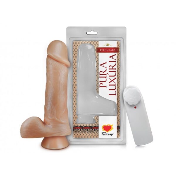 Prótese 18 cm com Escroto, Ventosa e Vibrador Sexy Fantasy