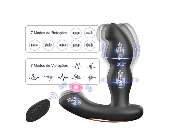 Vibrador de Próstata com Rotação 360º e controle Remoto - Hi - Image 7