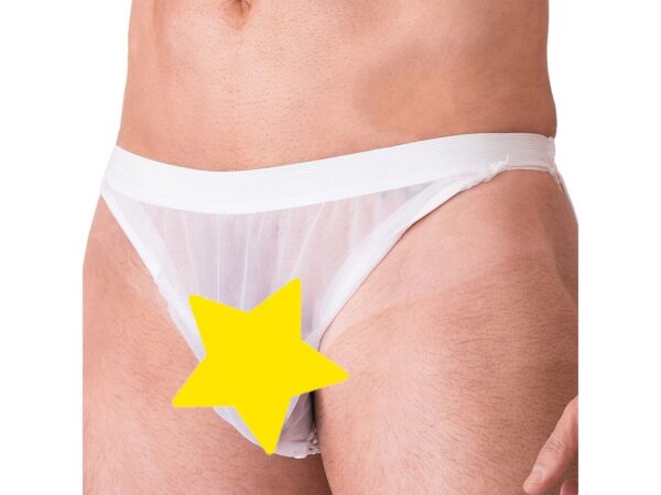 Cueca Sensual Tela com Tule Branco Sexy Fantasy